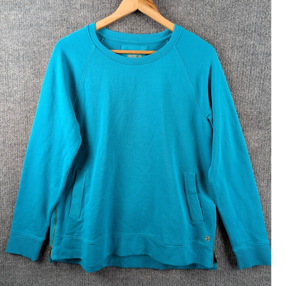 Lilly Pulitzer Luxletic Sweatshirt L Turquoise Maldives Green French Terry Zip